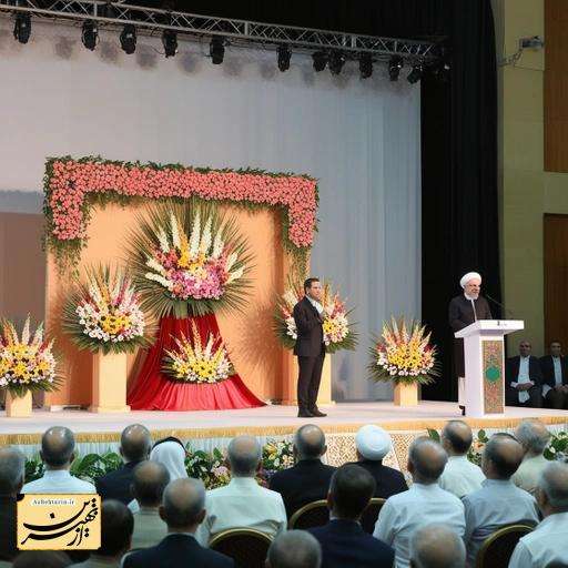 ایده برای تزیین دکور استیج مراسم مذهبی با گل